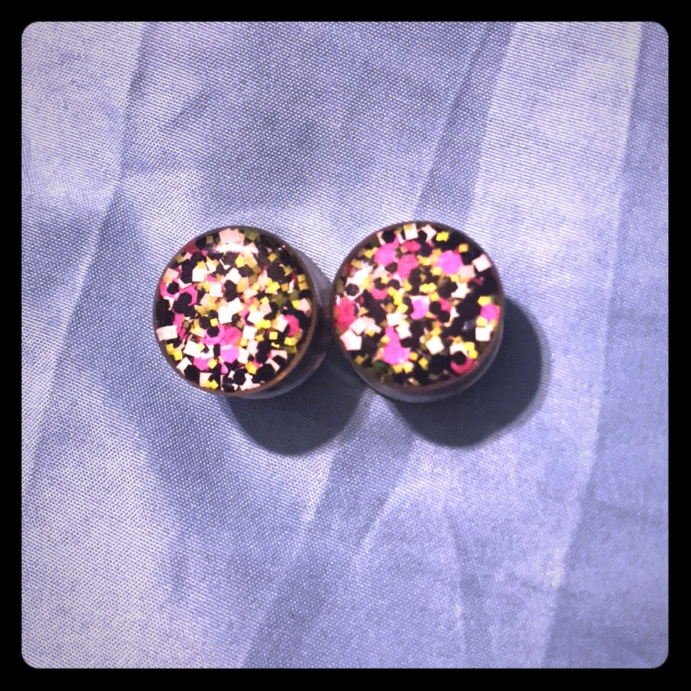 Neon confetti yellow and pink plugs size 3/4